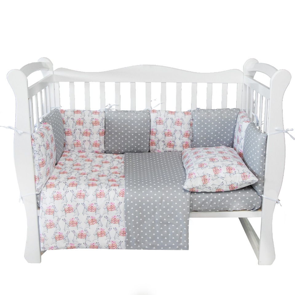 

Комплект в кроватку Amarobaby 15 пр. Подарочек, серый (бязь), AMARO-3015