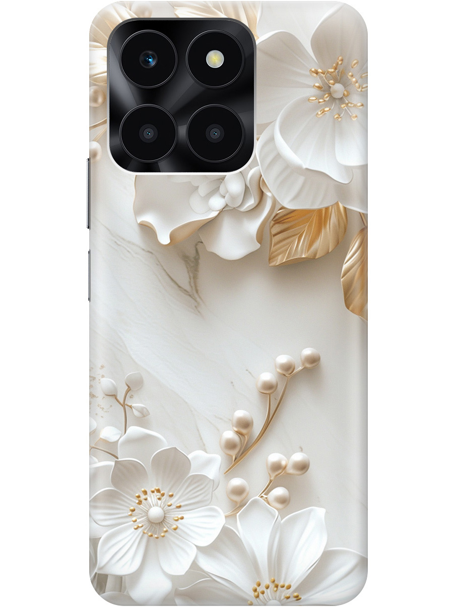 

Силиконовый чехол на Honor X6a с принтом "Бело-золотые цветы", Золотистый;белый;прозрачный, 773945523