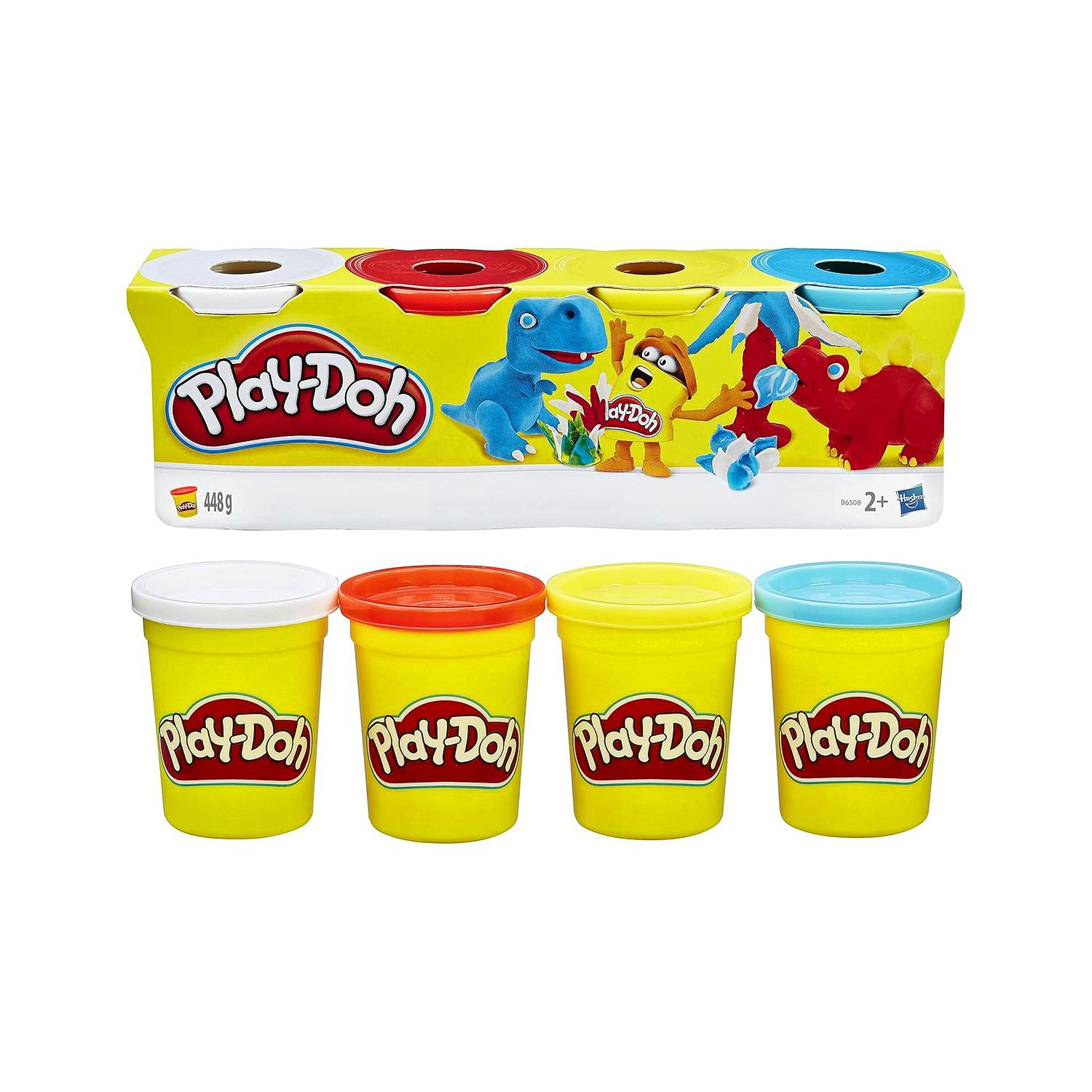 

Пластилин для лепки Hasbro Play-Doh 4 шт, Белый;голубой;желтый;красный, B6508ES0