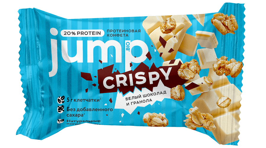 Конфета протеиновая Jump Crispy Белый шоколад и гранола 30 г