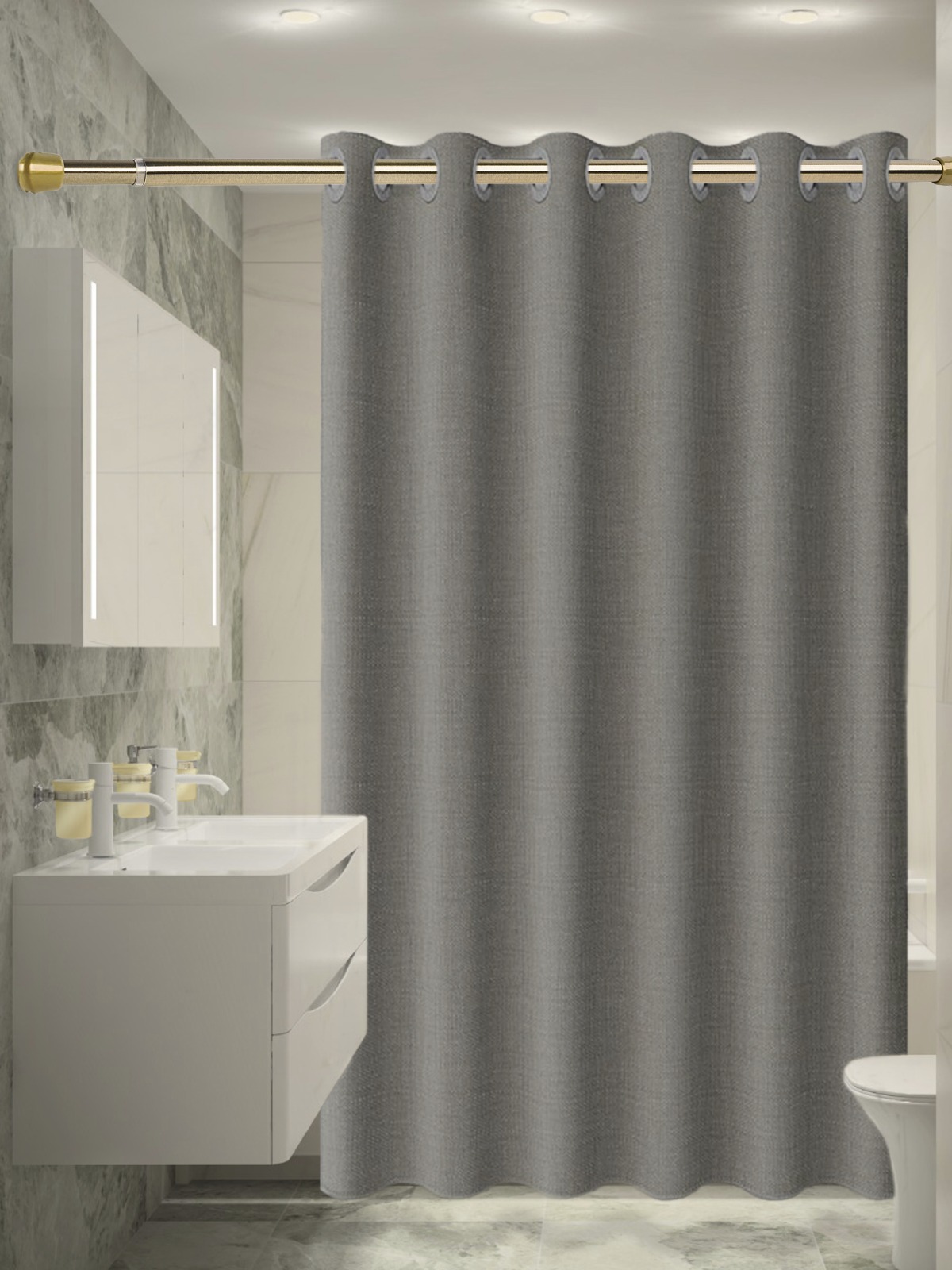 

Штора для ванной Home Shop&Store, на люверсах, серый, 180*200, Home
