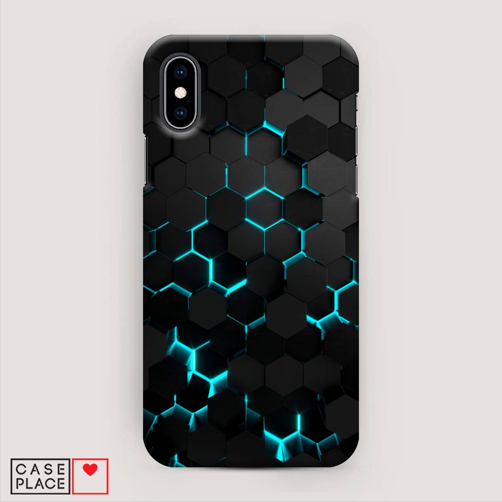 

Пластиковый чехол "Соты бирюзовые" на Apple iPhone XS (10S), 11820-2