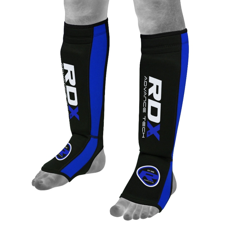 фото Щитки rdx neoprene gel shin instep pads mma leg foot guards blue s/m