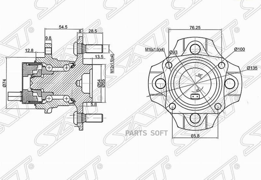 

SAT Ступичный узел задн. TOYOTA COROLLA/FIELDER/RUNX/ALLEX 2WD 00-