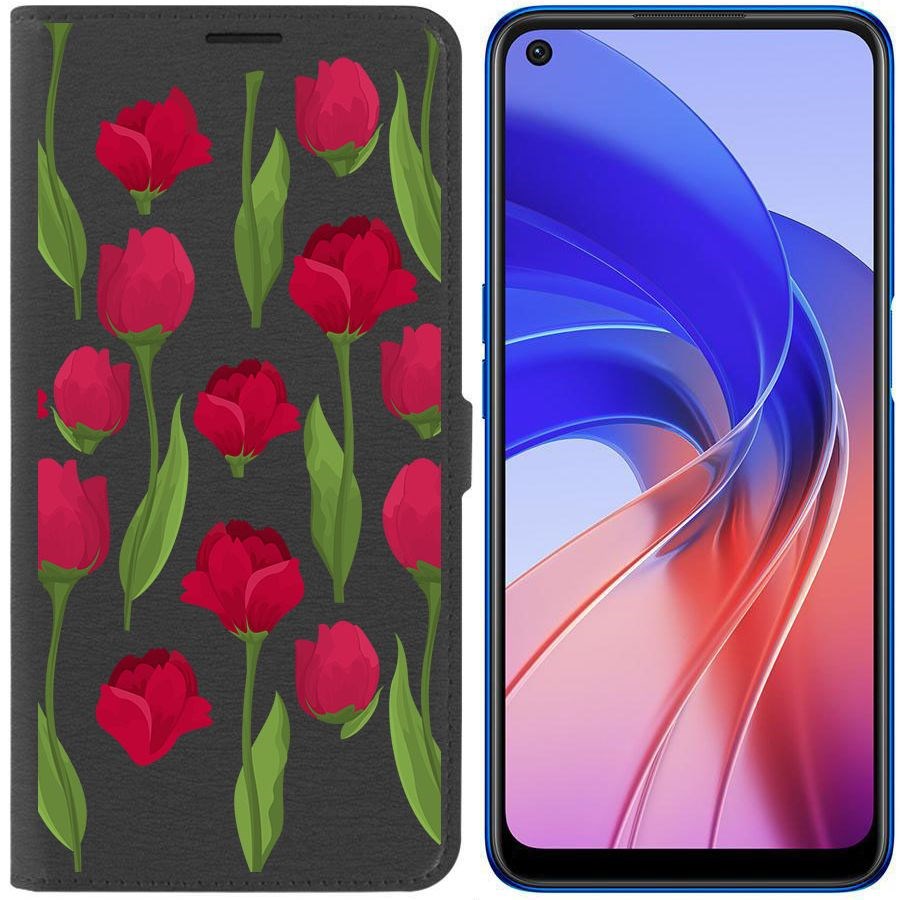 Чехол-книжка Eco Book для Oppo A55 Розы паттерн