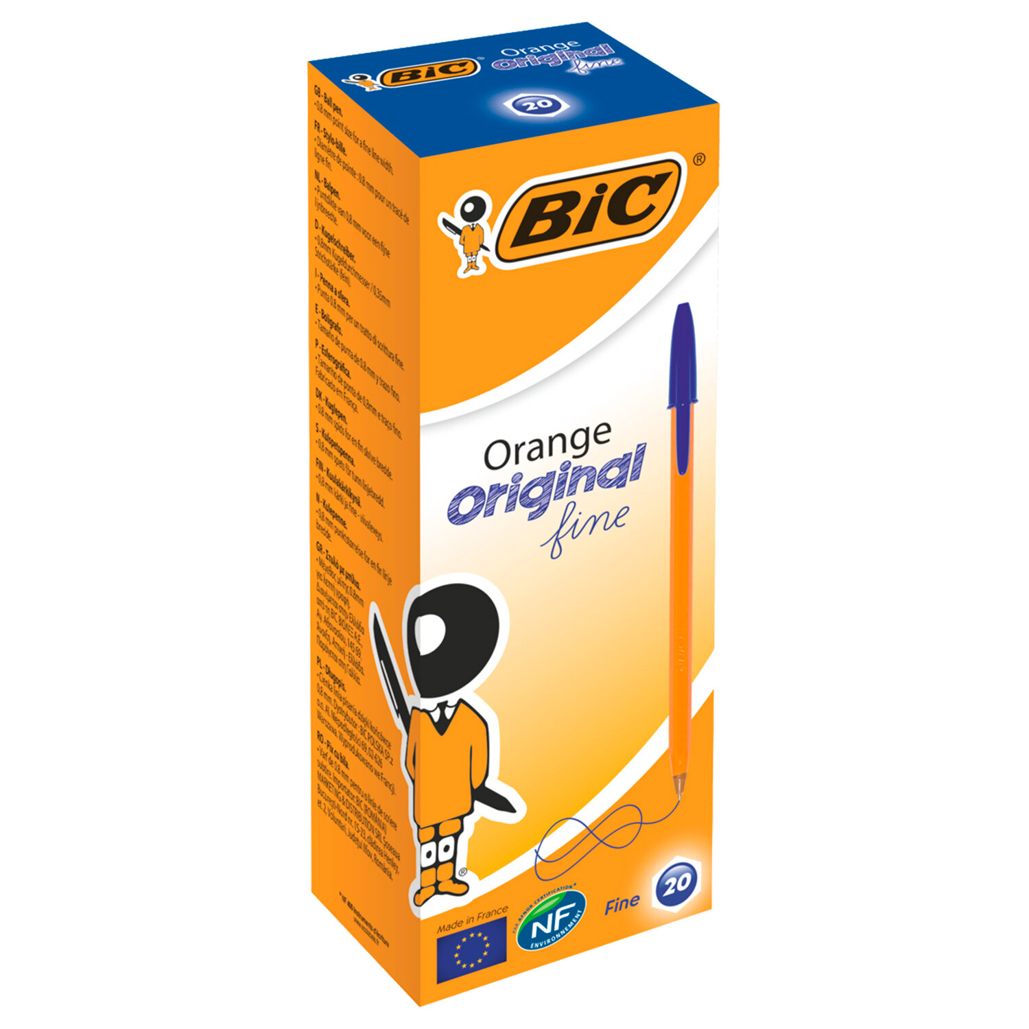 

Ручки шариковые Bic Orange, 880485, 20 штук, Синяя, корпус оранжевый, 0,8мм, линия 0,3мм
