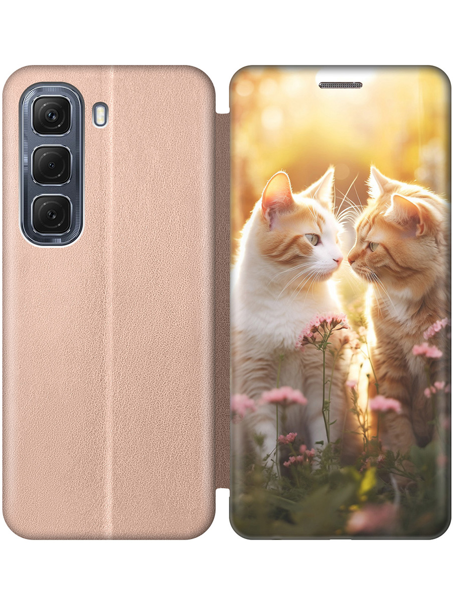 

Чехол-книжка на Infinix Hot 50 4G с принтом "Влюбленные котики" золотой, Золотистый;бежевый;белый, 786718791