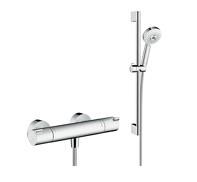 фото Душевой комплект hansgrohe ecostat 1001 cl вм 13211000 термостат + душевой гарнитур