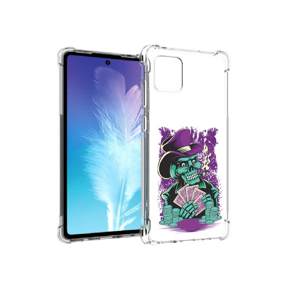 

Чехол MyPads Tocco для Samsung Galaxy Note 10 Lite зеленый череп с картами, Прозрачный, Tocco
