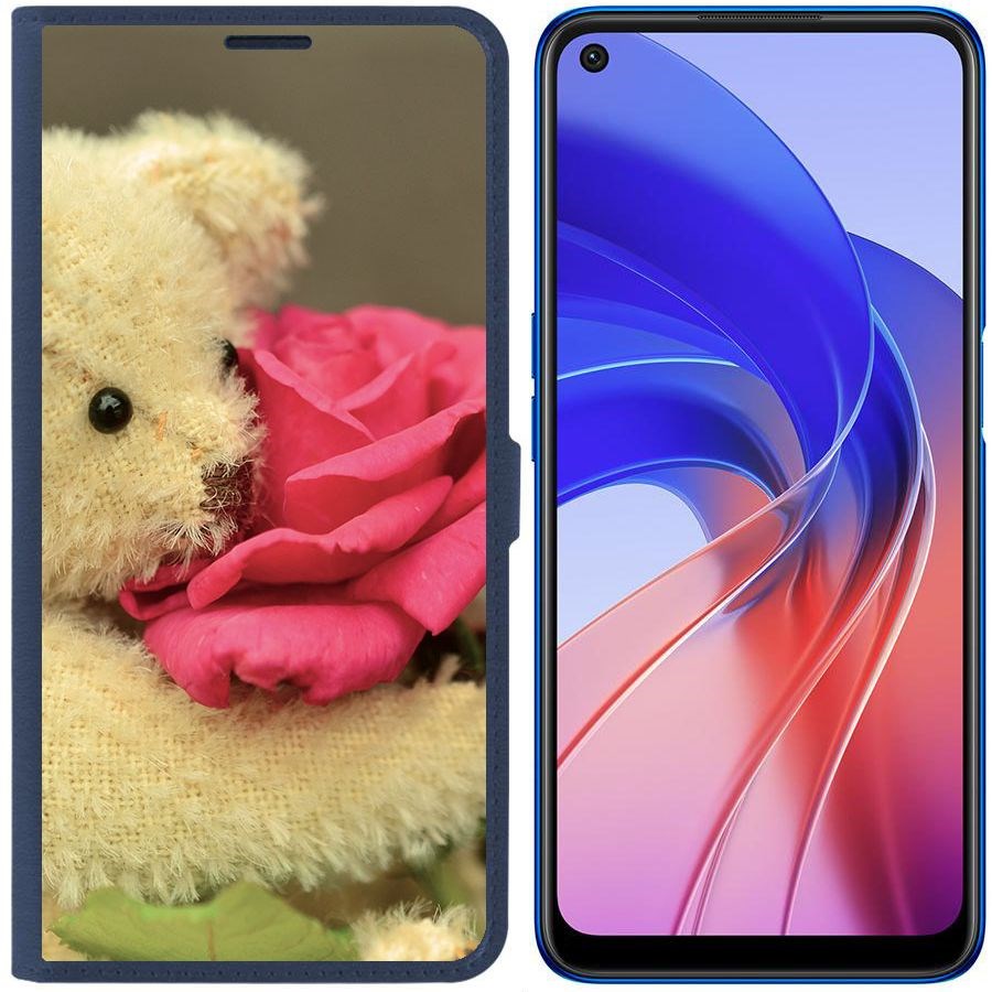 Чехол-книжка Eco Book для Oppo A55 Медвежонок с розой