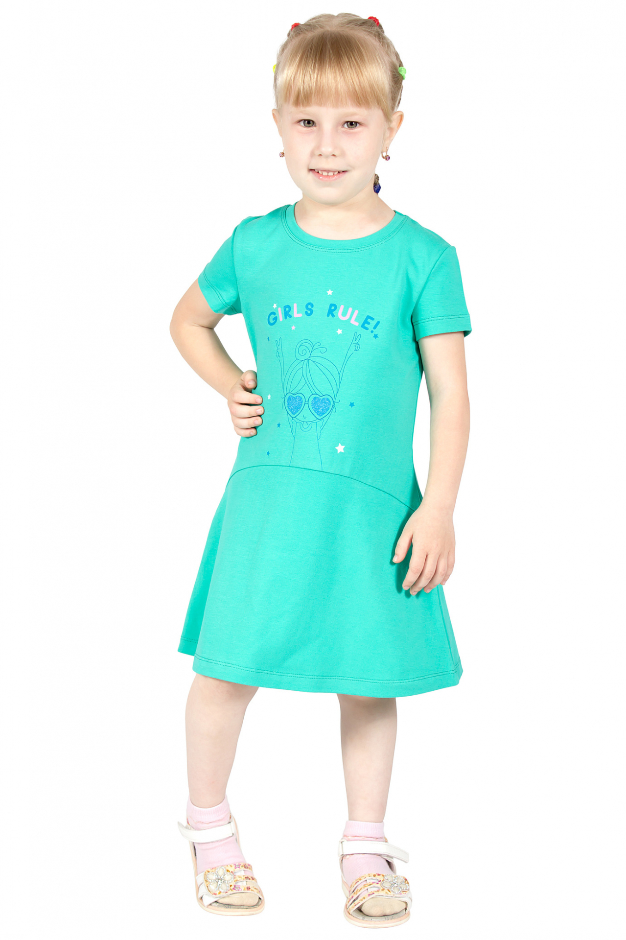 Платье детское Basia Л2455-7129, бирюзовый, 98