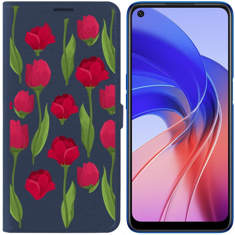 Чехол-книжка Eco Book для Oppo A55 Розы паттерн