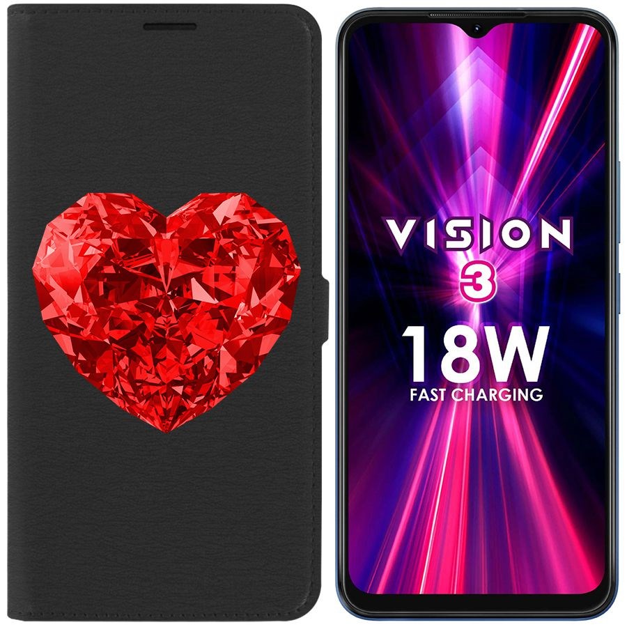 

Чехол-книжка Eco Book для ITEL Vision 3 Рубиновое сердце, Черный
