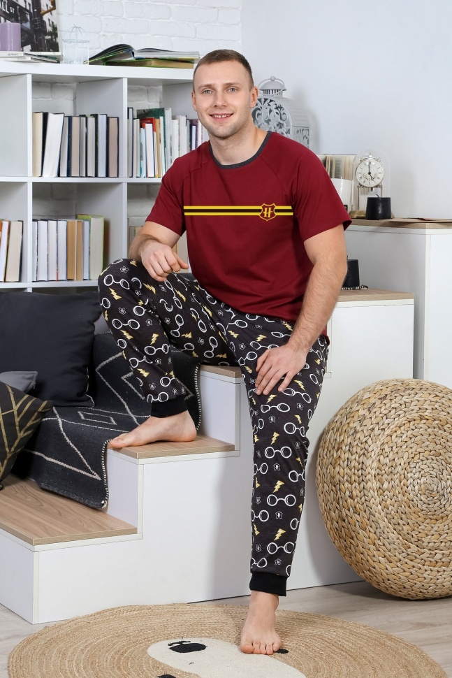 Комплект домашний мужской Виолетта Чародеи-4 бордовый 56 RU