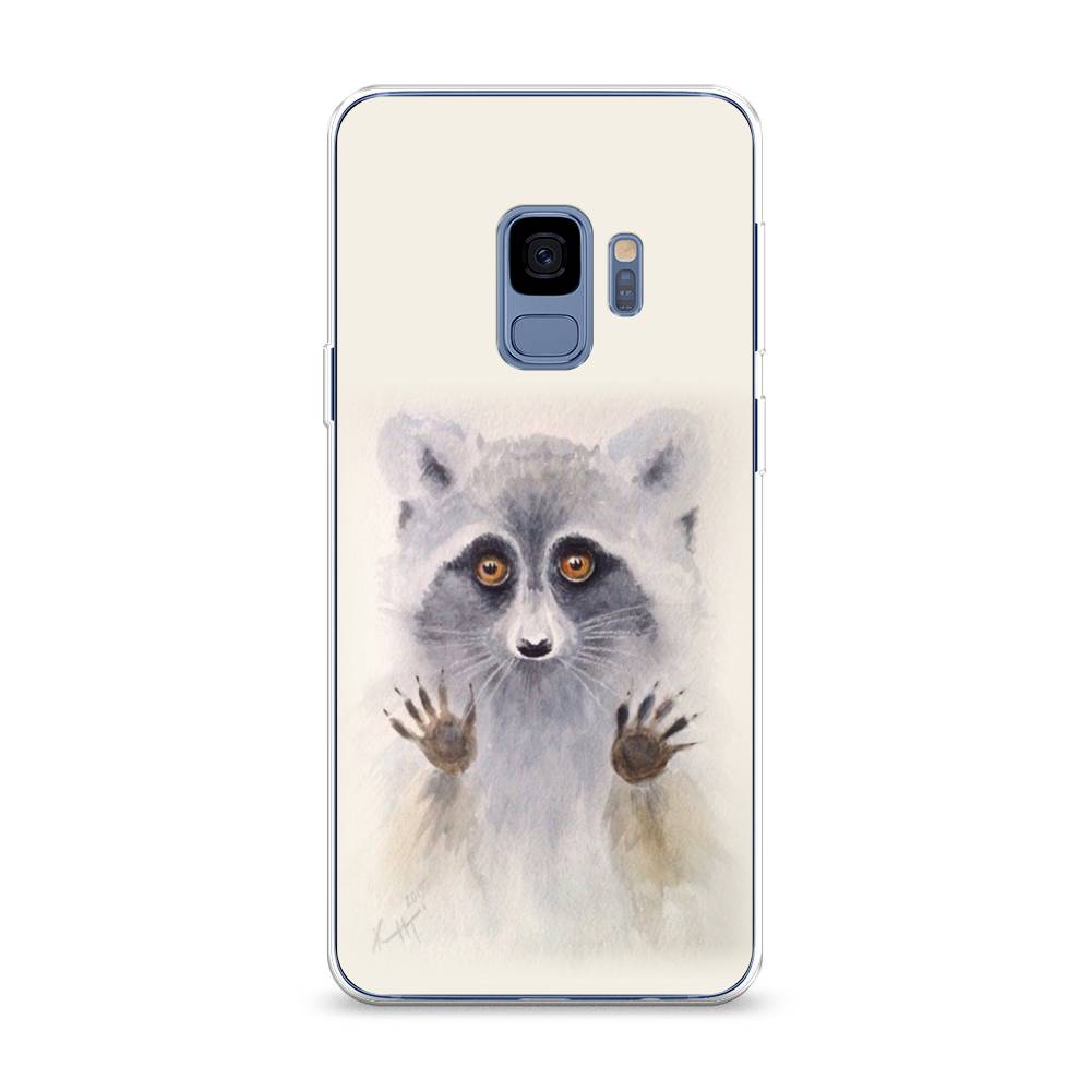 

Чехол на Samsung Galaxy S9 "Енот за стеклом", Бежевый;серый, 25750-4