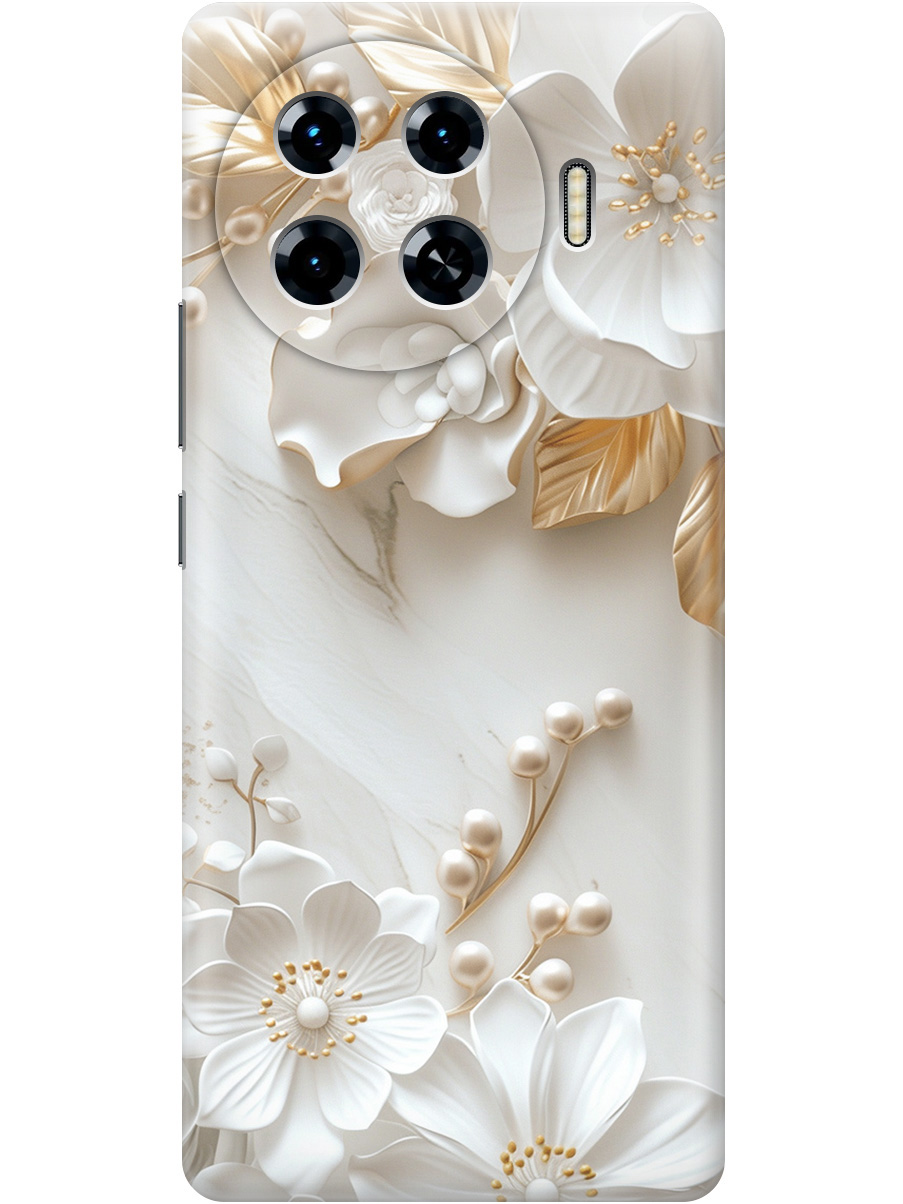 

Силиконовый чехол на Tecno Spark 20 Pro+ с принтом "Бело-золотые цветы", Золотистый;белый;прозрачный, 783985023