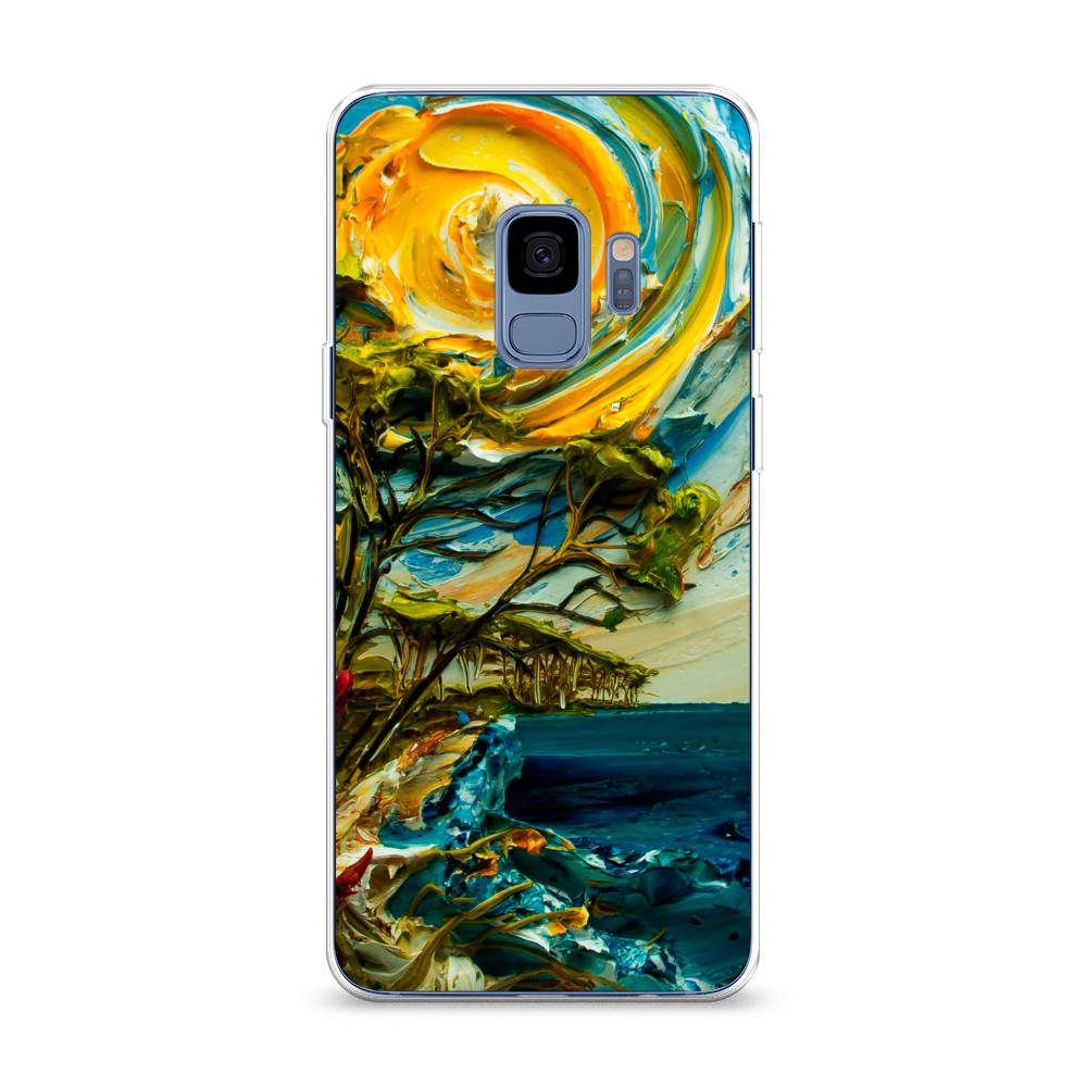 

Чехол на Samsung Galaxy S9 "Солнце живопись", Желтый;синий, 25750-4