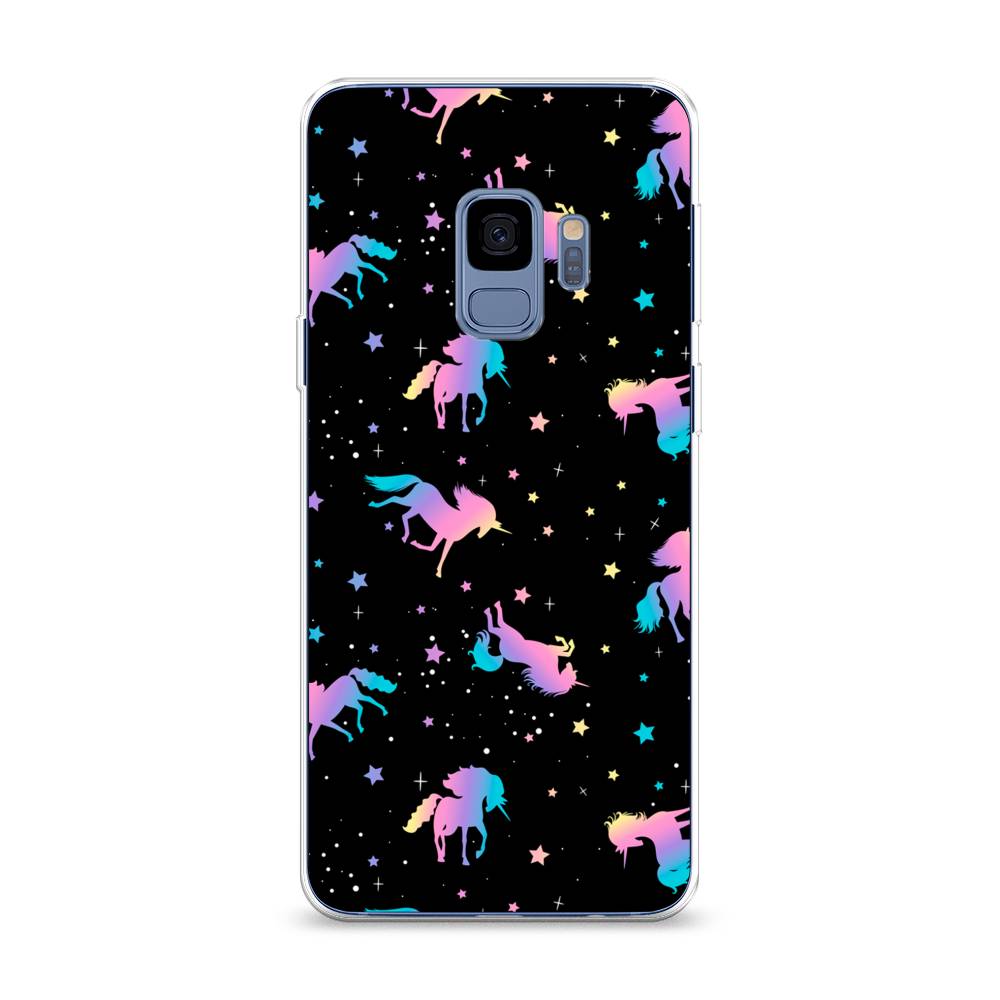 

Чехол на Samsung Galaxy S9 "Единороги градиент", Черный;розовый;голубой, 25750-1