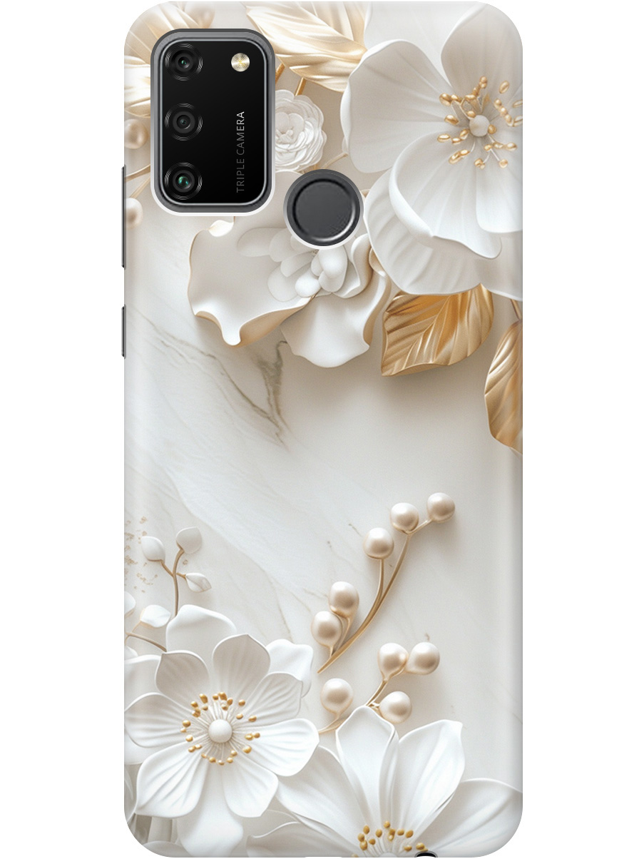 

Силиконовый чехол на Honor 9A с принтом "Бело-золотые цветы", Золотистый;белый;прозрачный, 722942023