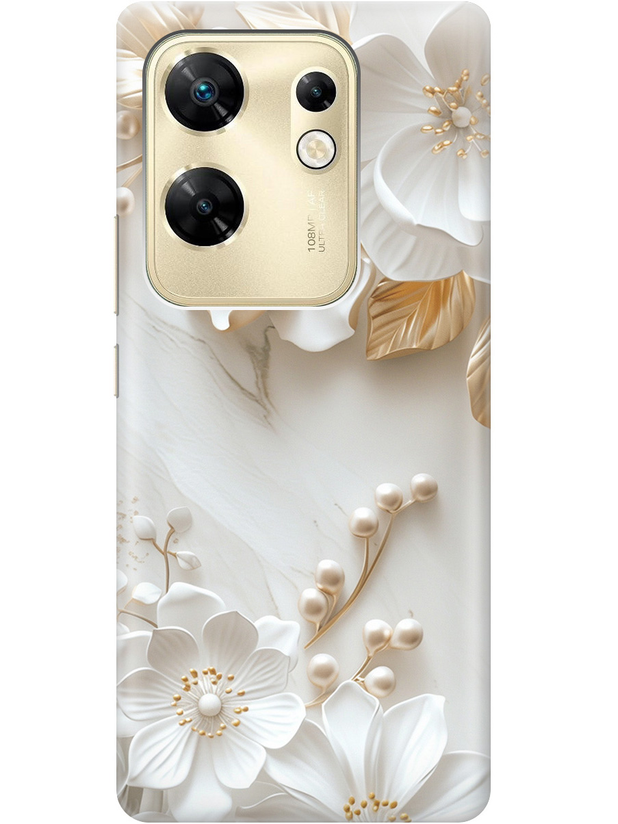 

Силиконовый чехол на Infinix Zero 30 4G с принтом "Бело-золотые цветы", Золотистый;белый;прозрачный, 778687923