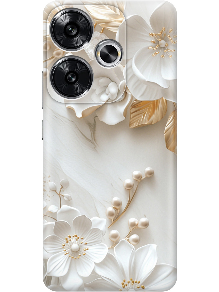 

Силиконовый чехол на Xiaomi Redmi Turbo 3 / Poco F6 с принтом "Бело-золотые цветы", Золотистый;белый;прозрачный, 783980823