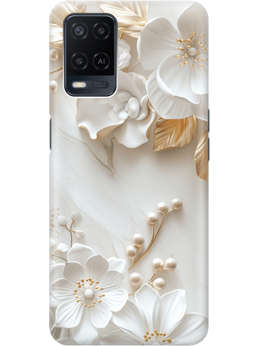 

Силиконовый чехол на Oppo A54 с принтом "Бело-золотые цветы", Золотистый;белый;прозрачный, 726147123