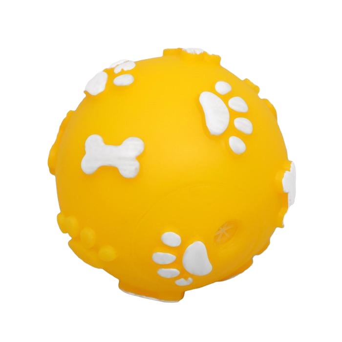 Мячик для собак Пижон пищащий Лапки, 5,5 см, жёлтый