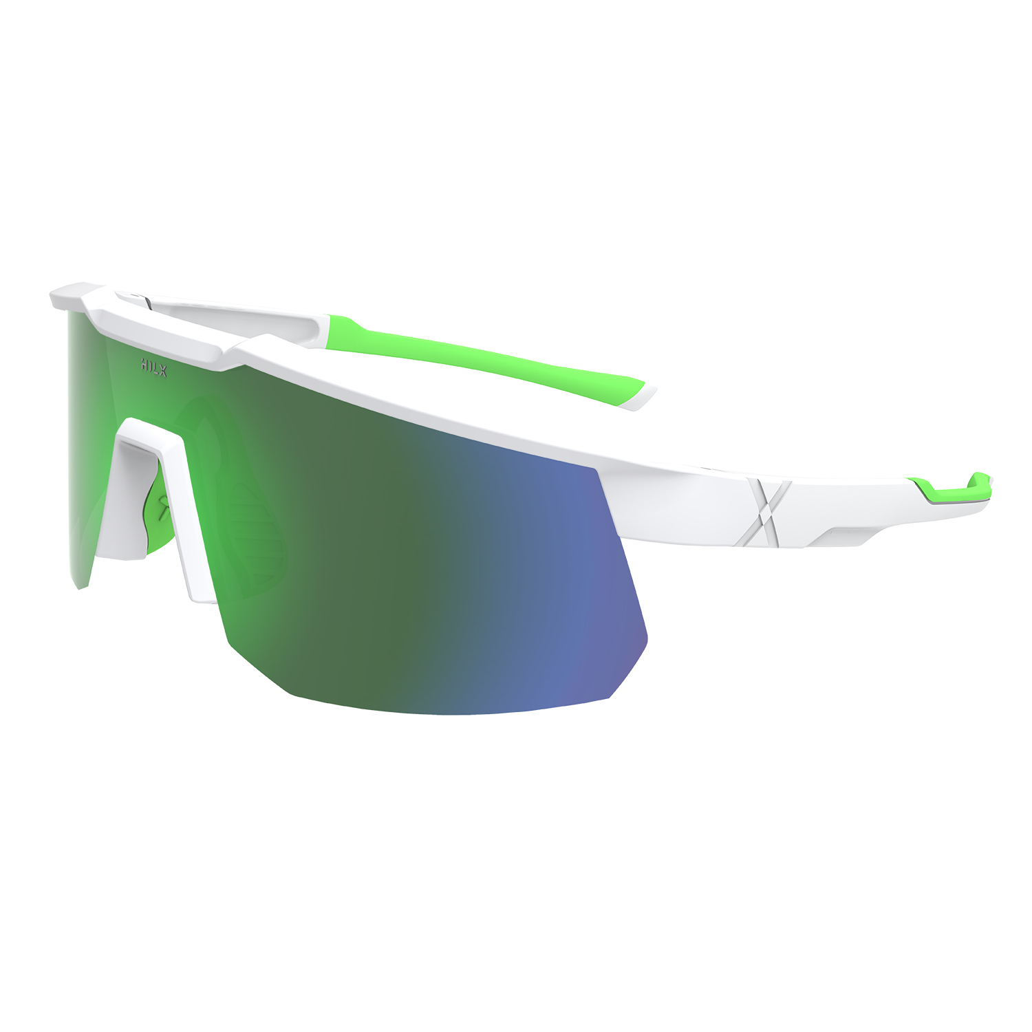 Спортивные солнцезащитные очки унисекс HILX Big Head matt white green/green lens