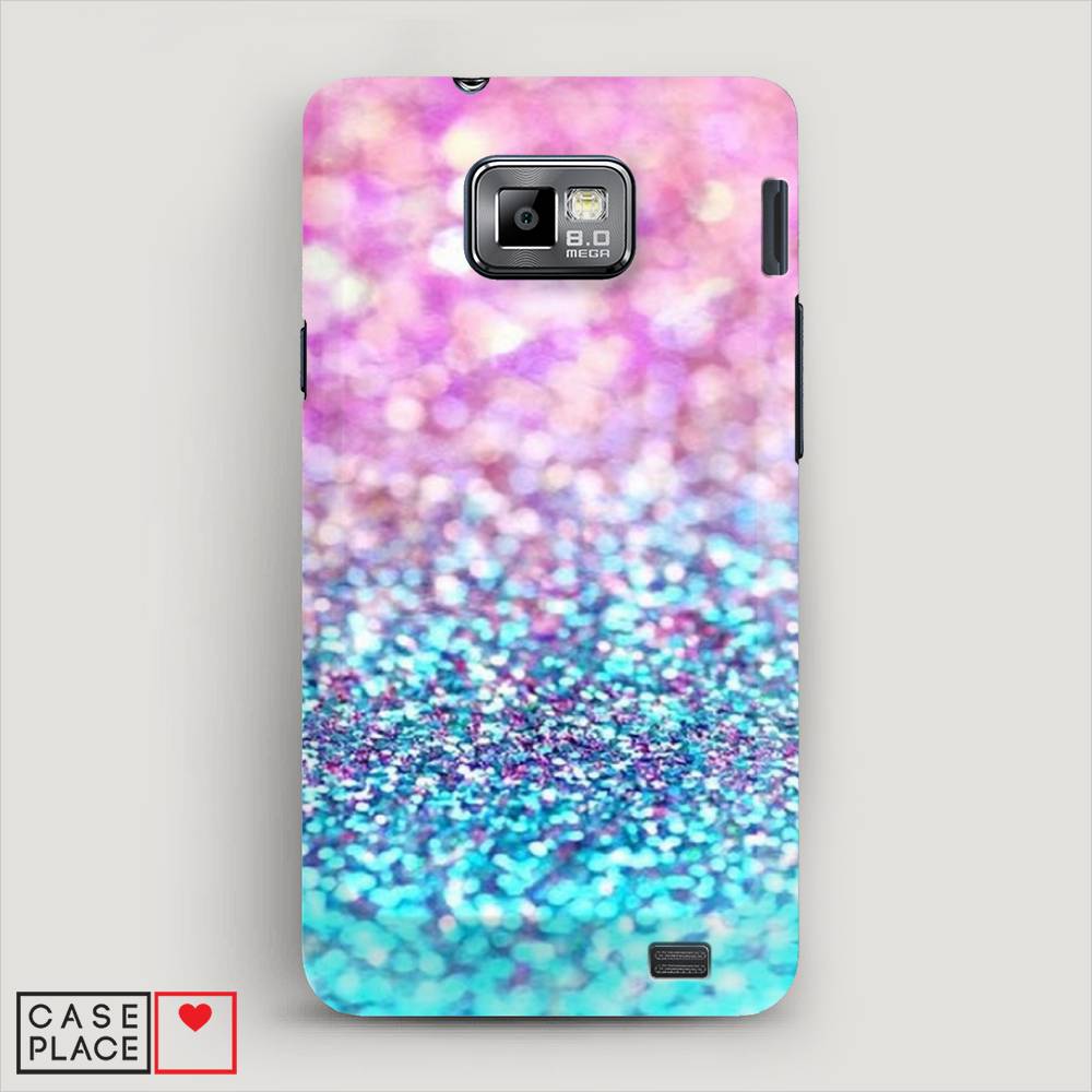 фото Чехол awog "розово-голубые глиттеры рисунок" для samsung galaxy s2