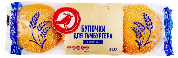

Булочки для гамбургера АШАН Красная птица с кунжутом, 210 г