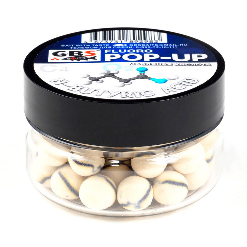 

Бойлы плавающие GBS BaITS Pop-Up 10 мм 56 гр Масляная кислота Белый, плавающие Pop-Up 10 мм