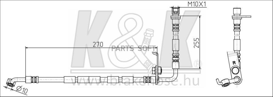 

Шланг Тормозной K&K Ft0878 Mazda 6, Atenza 2007- Fr R K&K арт. FT0878