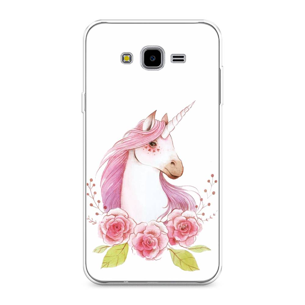 

Чехол на Samsung Galaxy J7 Neo "Единорог цветы", Белый;розовый;серый, 25350-1