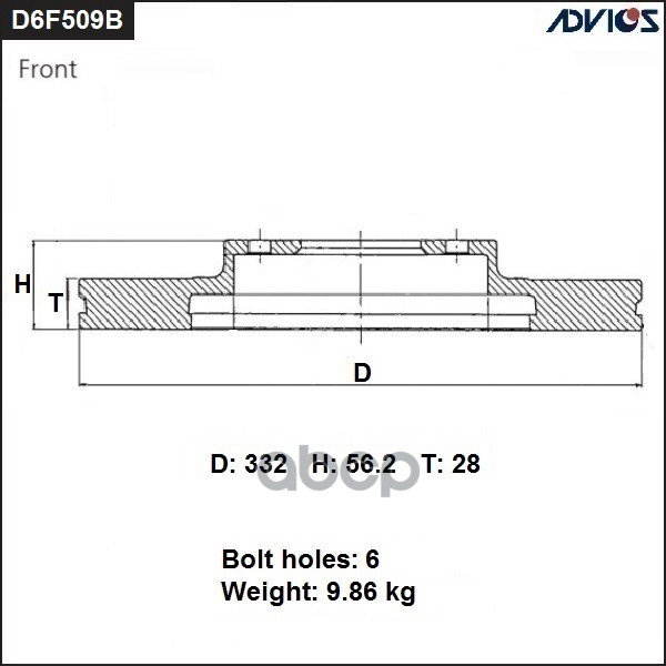 

Диск Тормозной Пер. Advics 4615a038 ADVICS арт. D6F509B