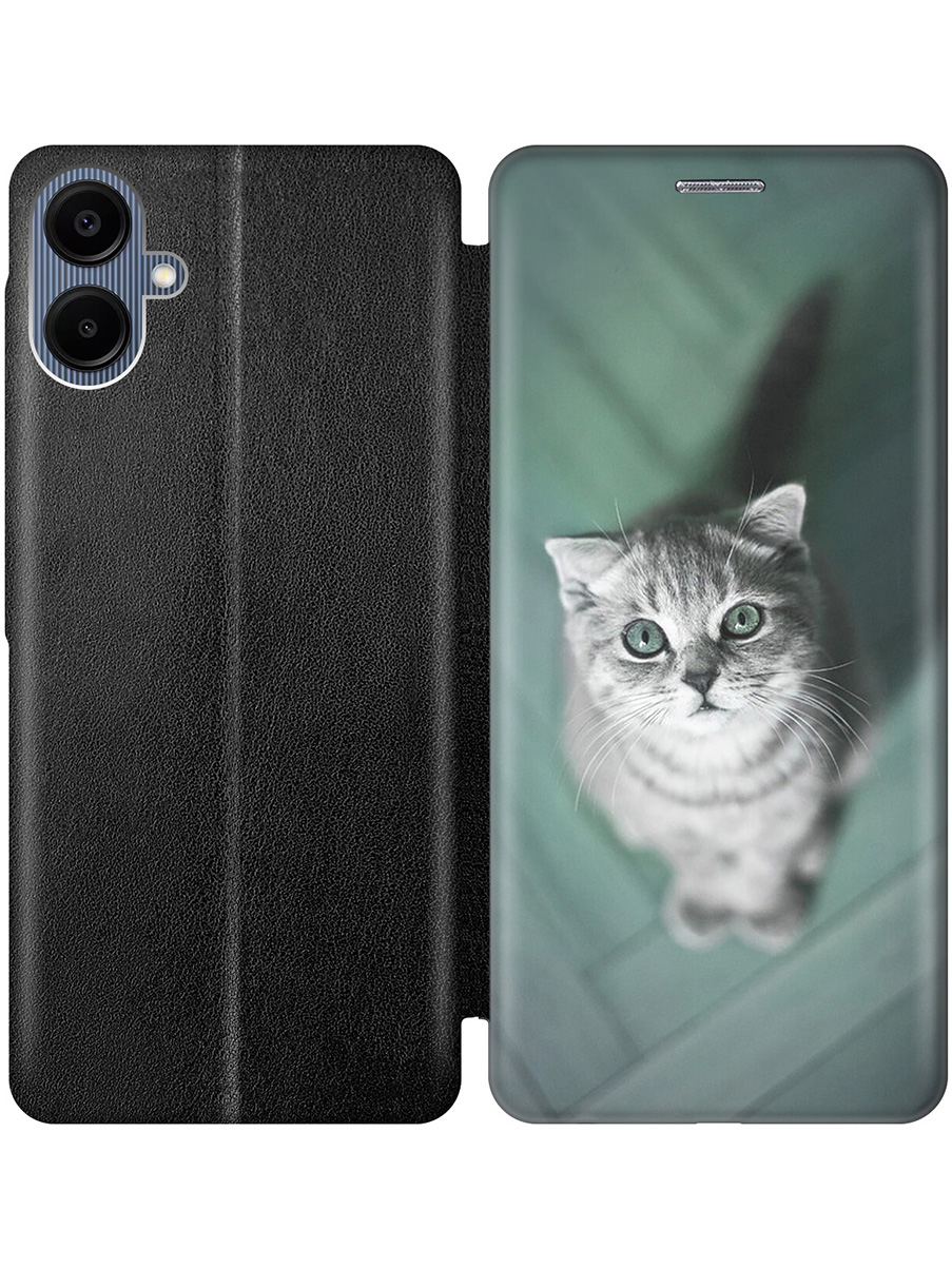 

Чехол-книжка на Samsung Galaxy A06 с принтом "Котик на зеленом полу" черный, Черный;зеленый;серый, 786717511
