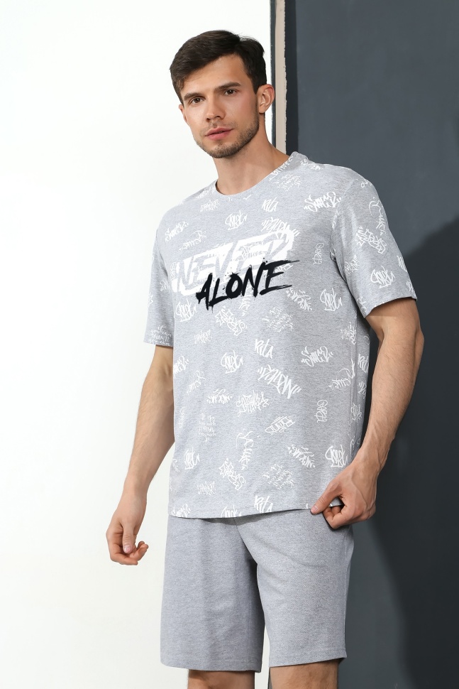 Комплект домашний мужской Виолетта Граффити-5 серый 56 RU