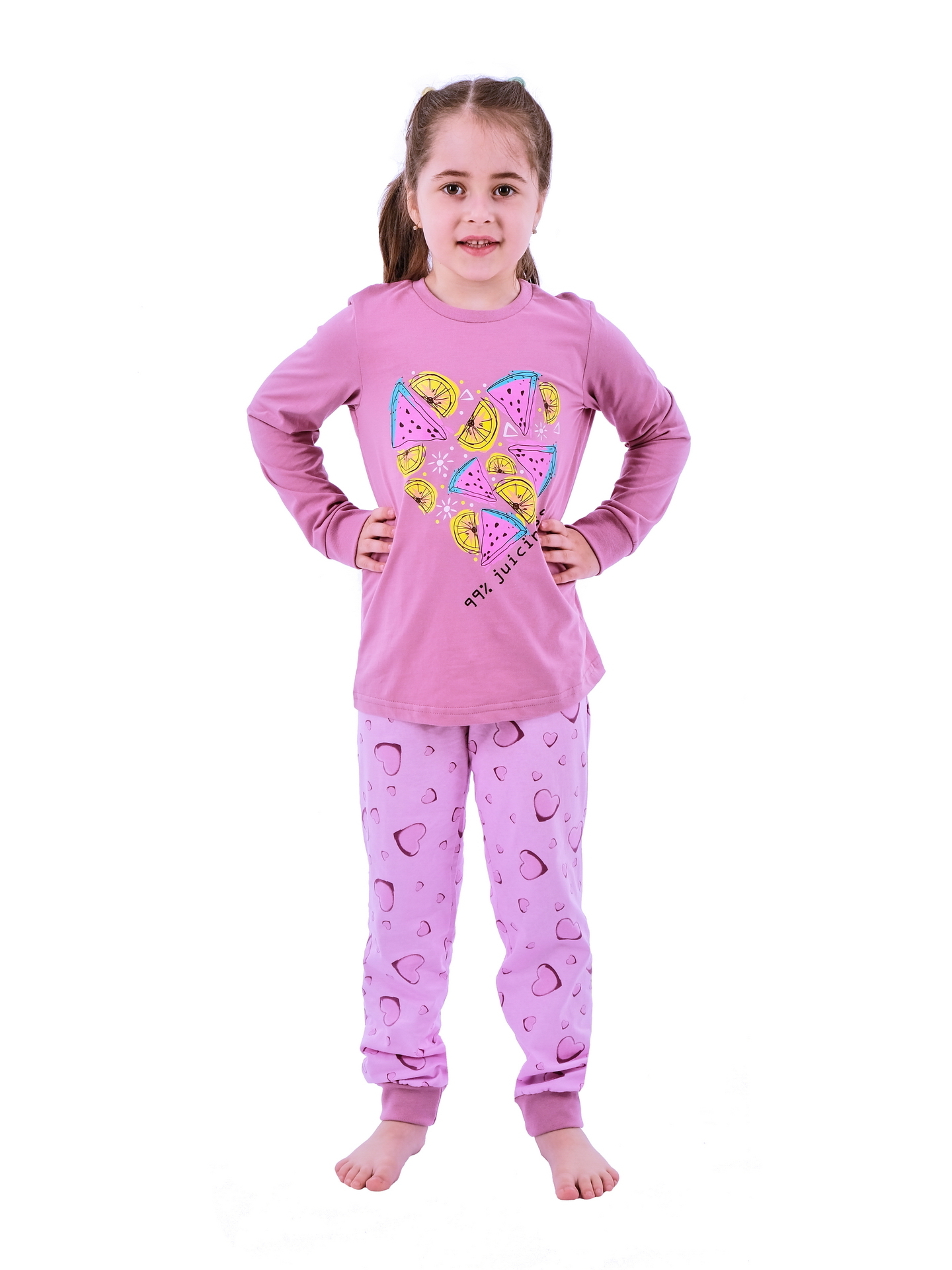 Пижама детская Basia К2220-6086, розовый, 128