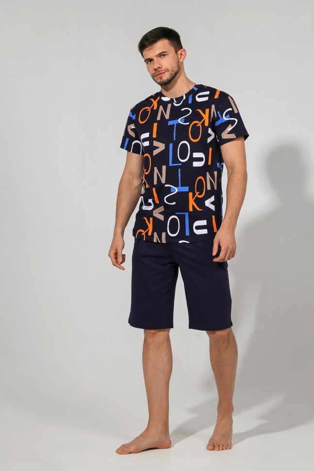 Комплект домашний мужской Виолетта Буква-4 синий 48 RU