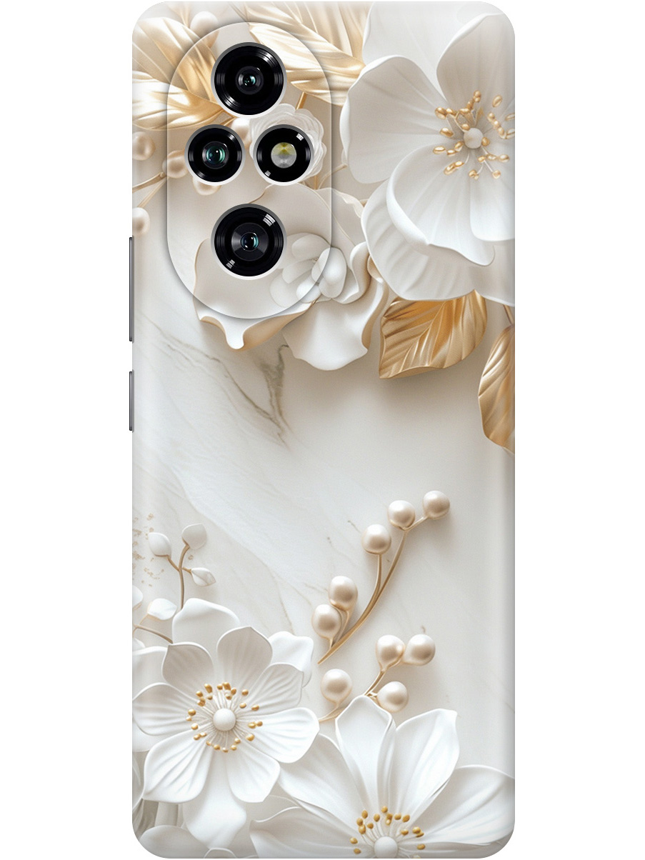 

Силиконовый чехол на Honor 200 pro с принтом "Бело-золотые цветы", Золотистый;белый;прозрачный, 783979623