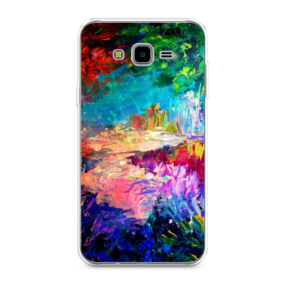 

Чехол на Samsung Galaxy J7 Neo "Лес-гуашь", Синий;розовый;зеленый, 25350-4