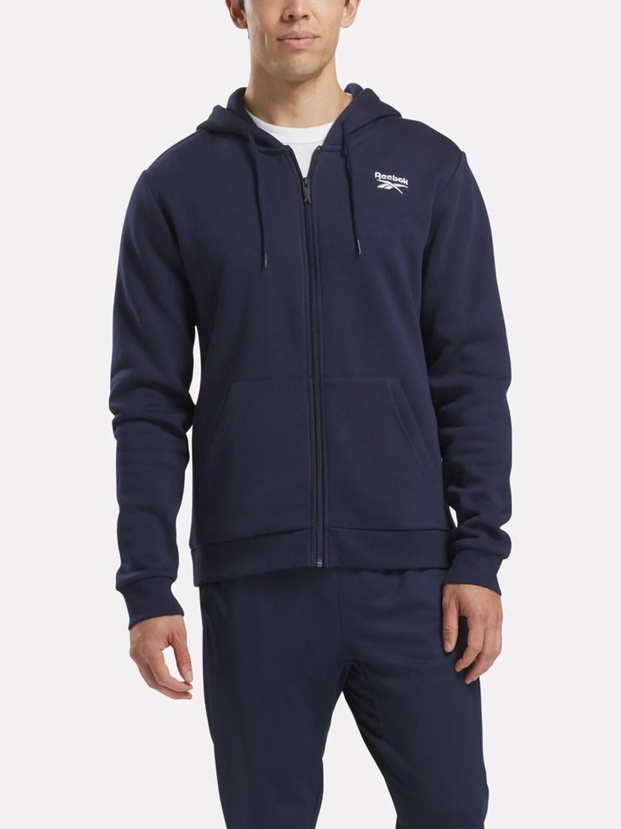 

Худи Reebok для мужчин, синее-400, размер L, 100202861, Синий, Identity Small Logo Fleece FZ