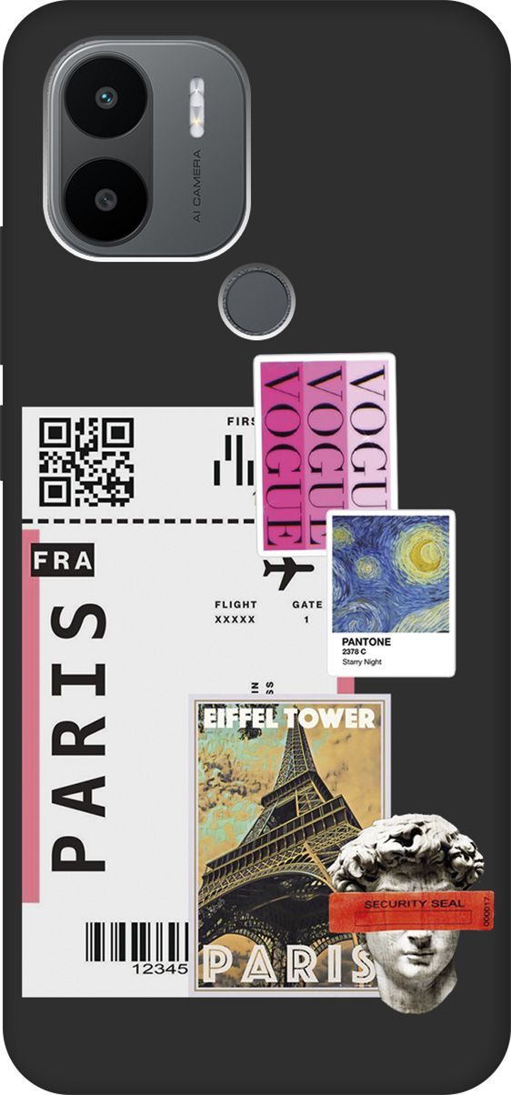 

Чехол на Xiaomi Redmi A1+ с 3D принтом "Paris Stickers" черный, Черный;белый, 158139