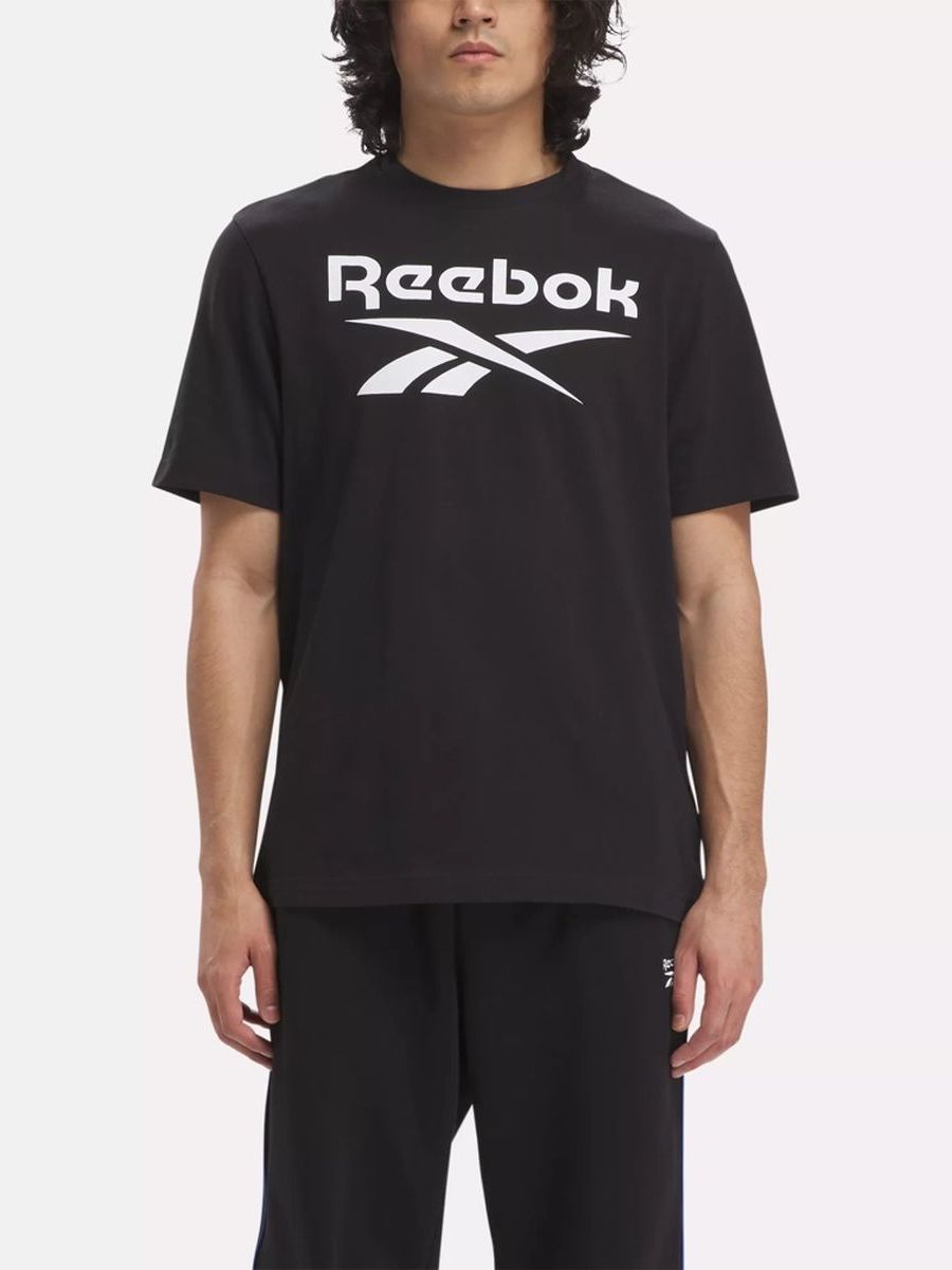 

Футболка Reebok для мужчин, чёрная-002, размер M, 100206029, Черный, Identity Big Stacked Logo