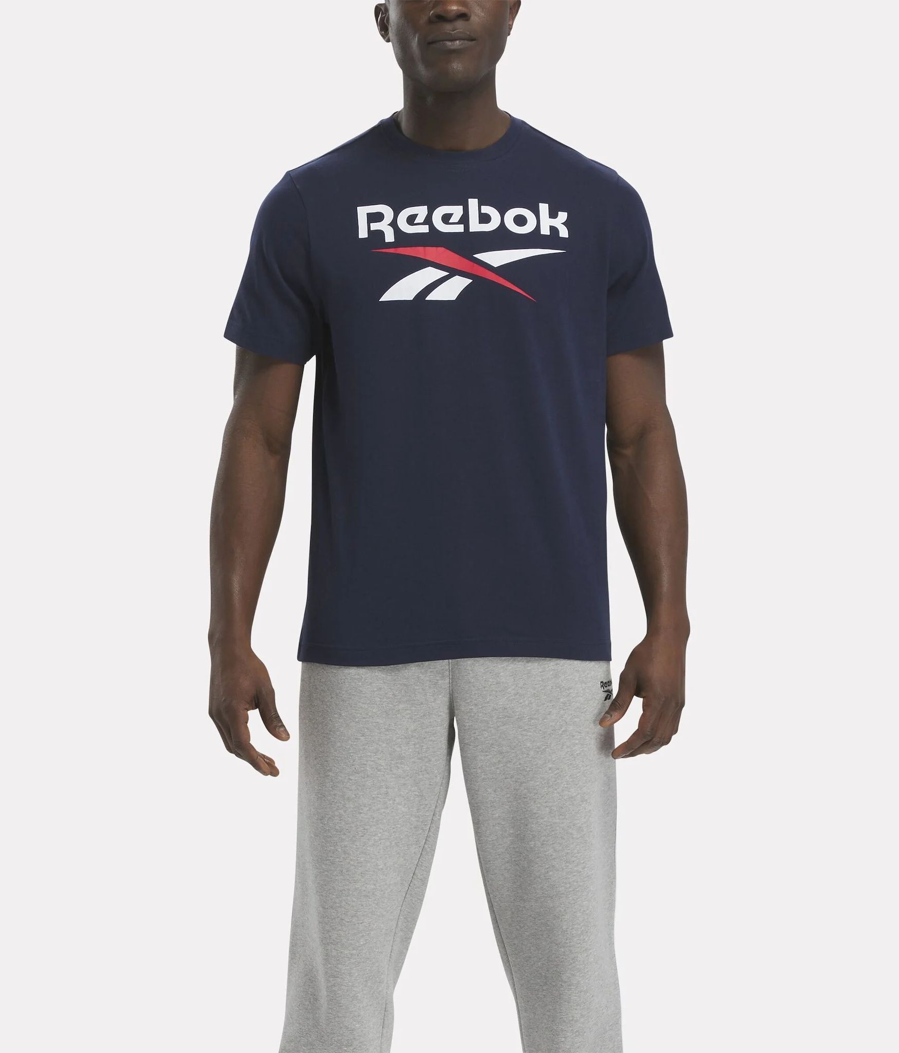 

Футболка Reebok для мужчин, синяя-400, размер L, 100071176, Синий, Identity Big Stacked Logo