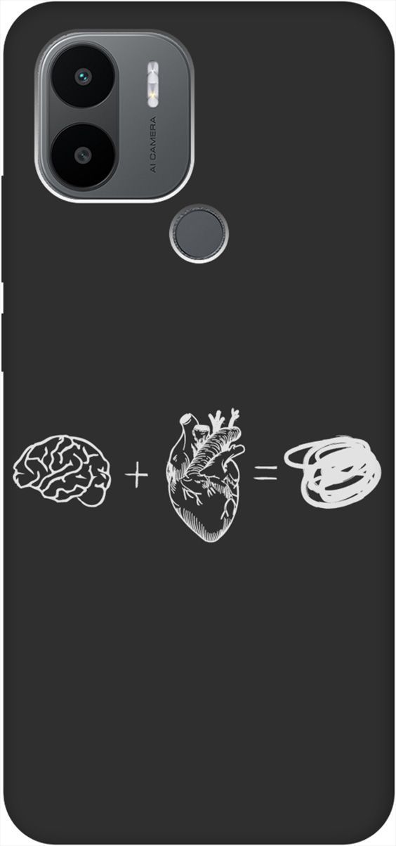 

Чехол на Xiaomi Redmi A1+ с 3D принтом "Brain Plus Heart W" черный, Черный;белый, 158139