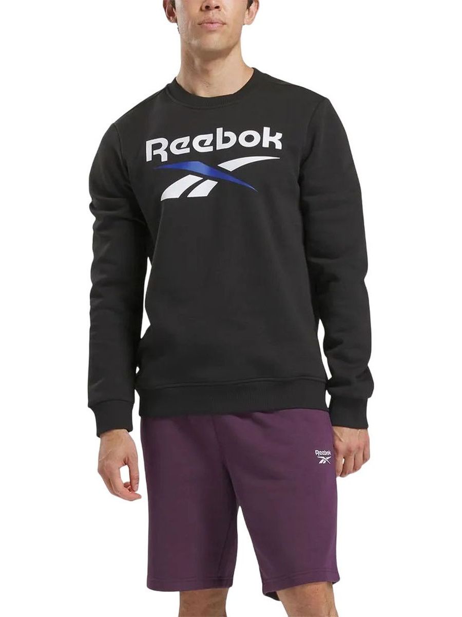 

Свитшот Reebok для мужчин, чёрный-003, размер M, 100206935, Черный, Identity Big Logo Fleece Crew