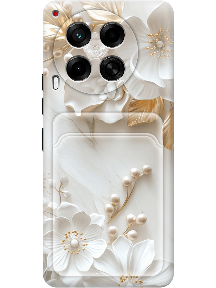 

Силиконовый чехол на Tecno Camon 30 4g / 30 5g с принтом с карманом для карты 819684, Золотистый;белый;прозрачный, 782632423