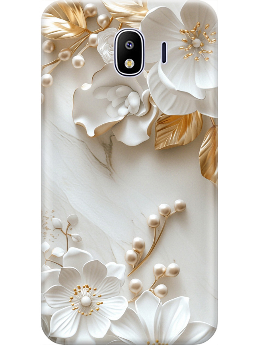 

Силиконовый чехол на Samsung Galaxy J4 (2018) с принтом "Бело-золотые цветы", Золотистый;белый;прозрачный, 718358923