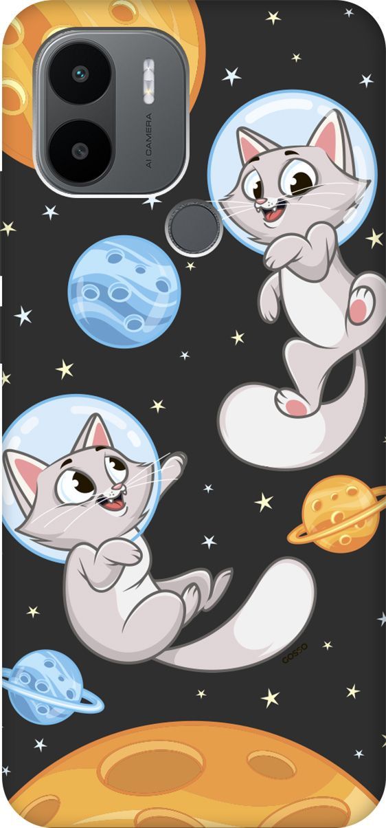

Чехол на Xiaomi Redmi A1+ с 3D принтом "CosmoCats" черный, Черный;серый, 158138