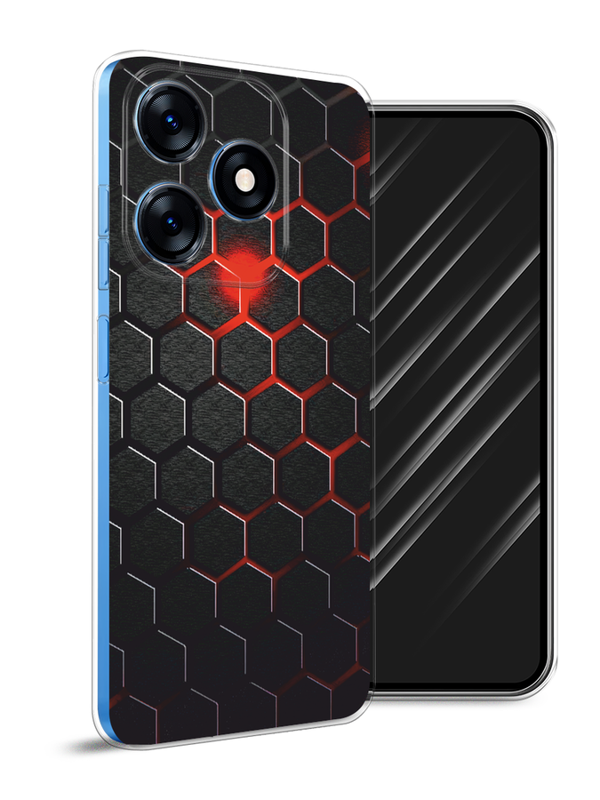 

Чехол Awog на Tecno Spark 10/10C "Фон соты красные", Красный;черный, 303650-1